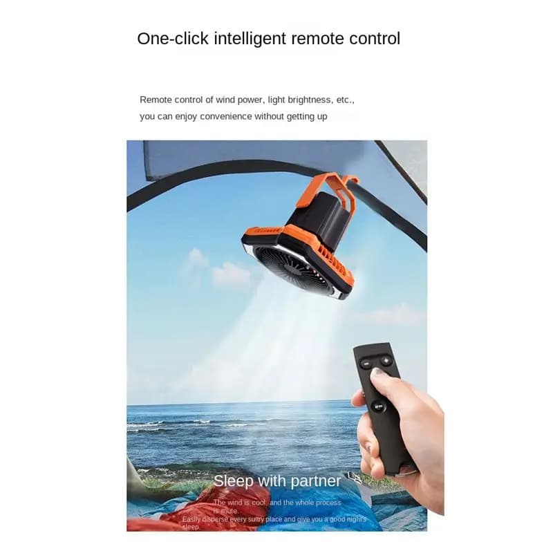 TURE Portable Camping Fan 1000Mah Silent USB Rechargeable Mini Fan with Remote Control Light Power Bank Hanging Desk Fans