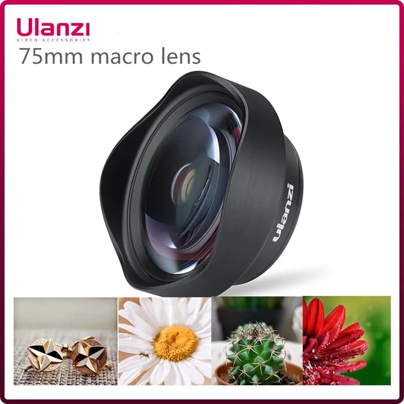 Ulanzi 75MM 10X Super Macro Obiettivo della fotocamera del telefono Obiettivo del telefono con filettatura 17MM con clip per iPhone 15 14 Sumsang