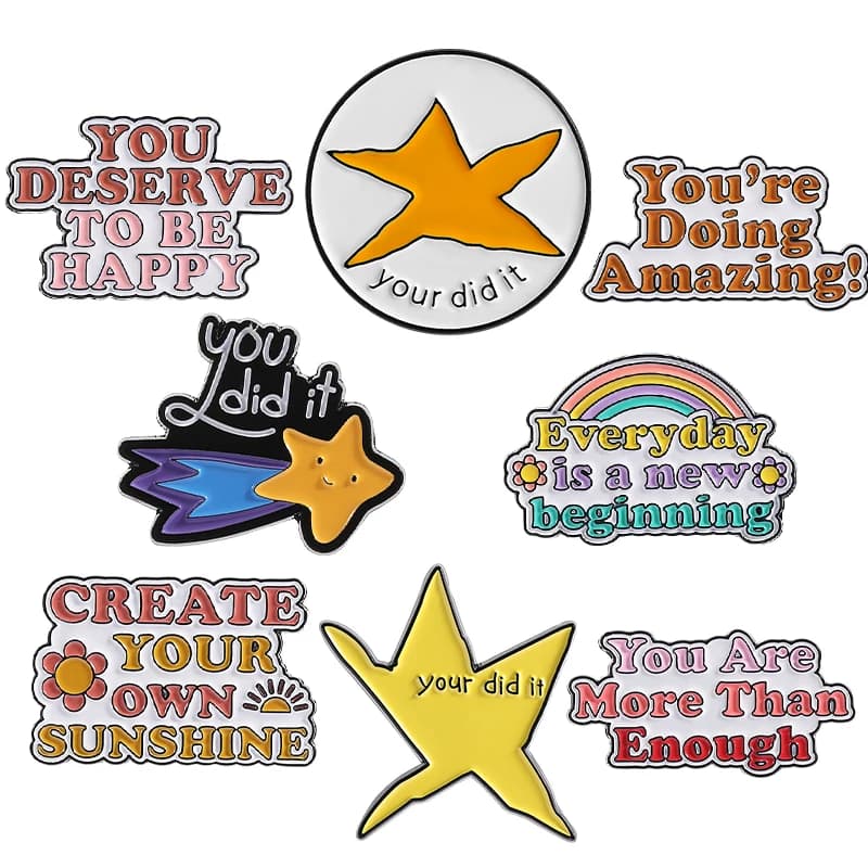 Your Did It Star Spille smaltate Simpatico arcobaleno Ispirante Citazioni incoraggiate Spille Distintivi da bavero Accessorio per zaino Regalo di gioielli
