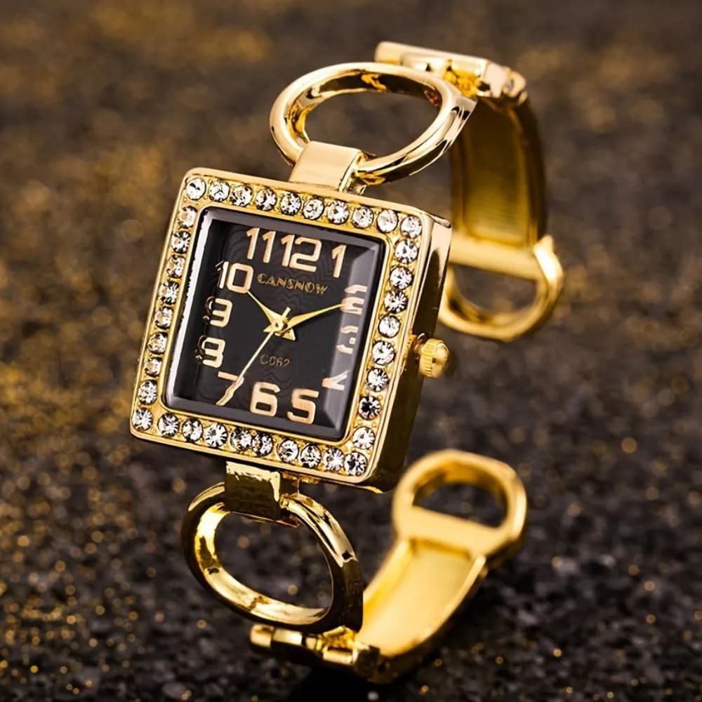 Orologio al quarzo con quadrante quadrato con strass di moda di lusso Orologio da donna elegante con cinturino da donna Orologio da polso Relojes
