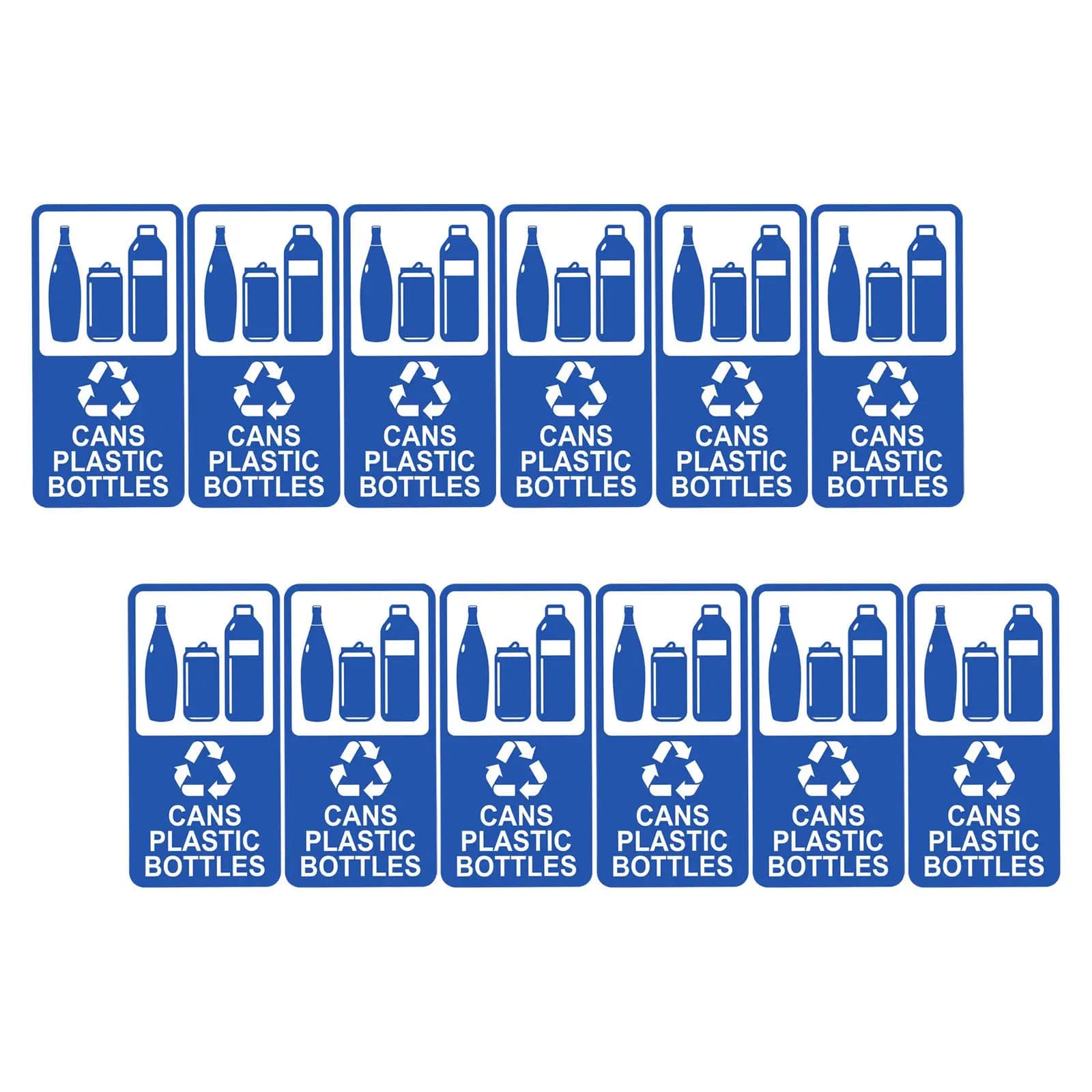 12 Pezzi Etichette Adesive Riutilizzabili Impermeabili per Riciclo Bottiglie, Vetro, Plastica, Lattine, Bidoni della Spazzatura, Scuola, Ufficio