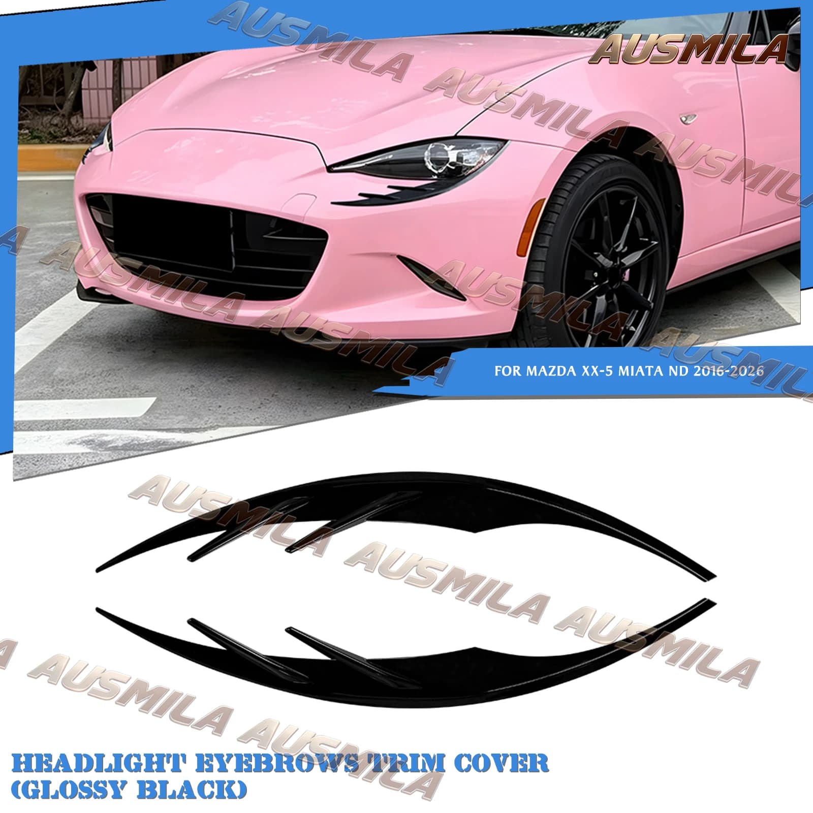 Front Headlight Fog Light Eyebrows Head Light Lamp Eyelid Cover Trim Decorative Stickers For Mazda MX-5 Miata ND 2016+