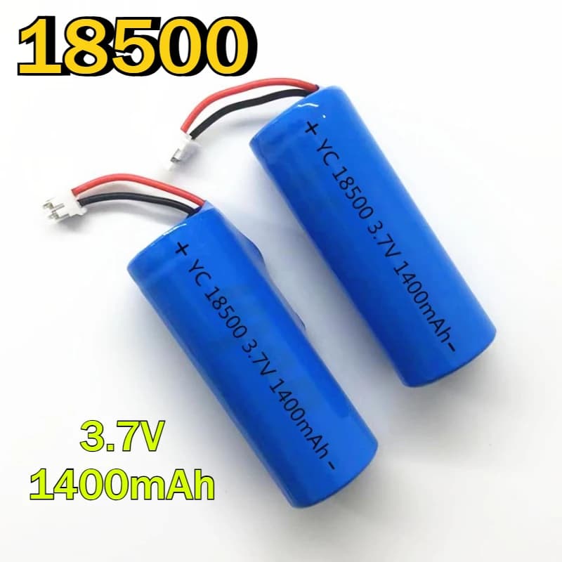 Rechargeable 3.7V 18500 1400mAh Lithium Battery with Connecting Cables for Flashlight, Electric Brush, Wireless Mouse