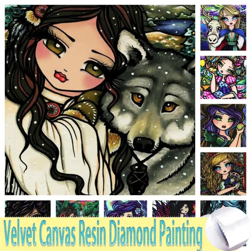 5D fai da te ricamo cartone animato ricamo pacchetti strass foto velluto tela resina pittura diamante ragazza mestiere moderno decorazioni per la casa