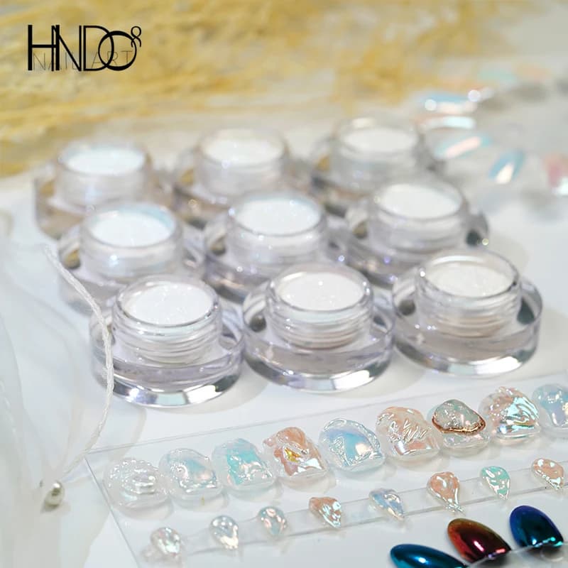 HNDO 13 colori Aurora Moonlight polvere per unghie camaleonte glitter pigmento polvere effetto specchio per professione manicure nail art design
