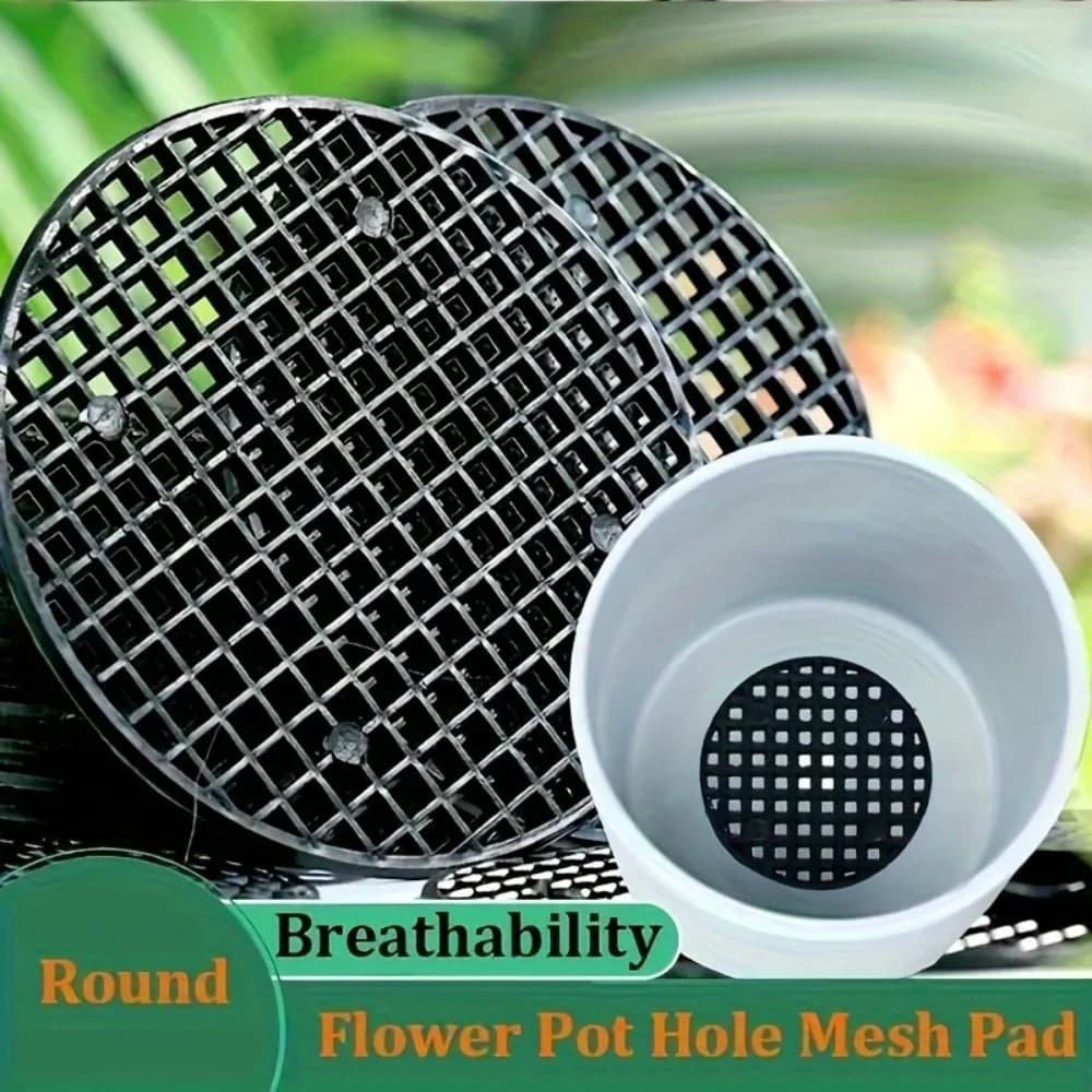 100 round mesh bearings for vases holes, anti-loss seals, mesh bearings for bottom vase, mesh filters for garden drainage, flower supplies and garden plants