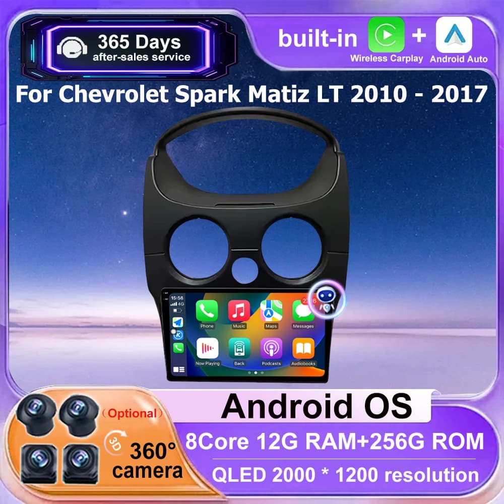 9 '' Autoradio Lettore Multimediale di Navigazione GPS QLED Touch Screen Per Chevrolet Spark Matiz LT 2010-2017 Android 16 Auto Carplay