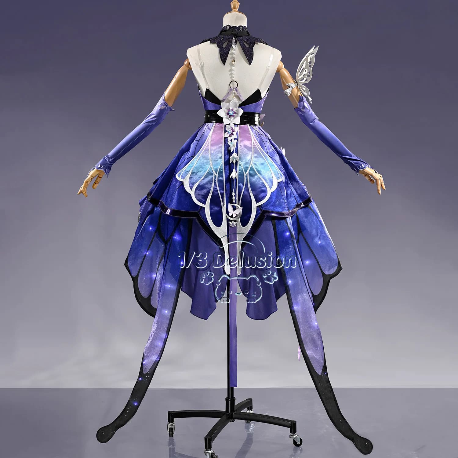 Costume Cosplay Honkai Star Rail Castorice, Outfit Completo "Farfalla Sognante", Abito Viola e Bianco per Halloween e Feste in Maschera