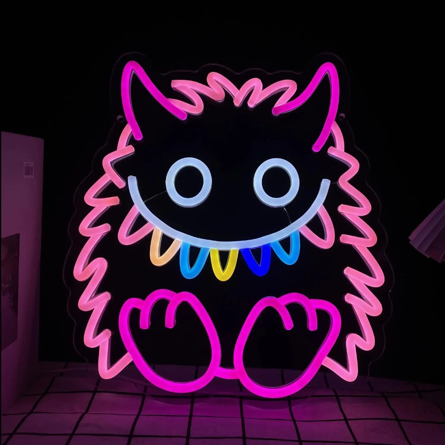 Insegna al Neon a Forma di Simpatico Mostro, Luce al Neon LED Dimmerabile da Parete per Cameretta Bambini, Zona Giochi, Decorazione per Feste, Lampada Artistica Alimentata Tramite USB, Regali