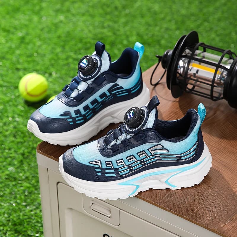 Fashionable children's sneakers, comfortable, soft and luxurious, with knob buckle, tennis shoes with non-slip mesh surface, walking shoes for girls
