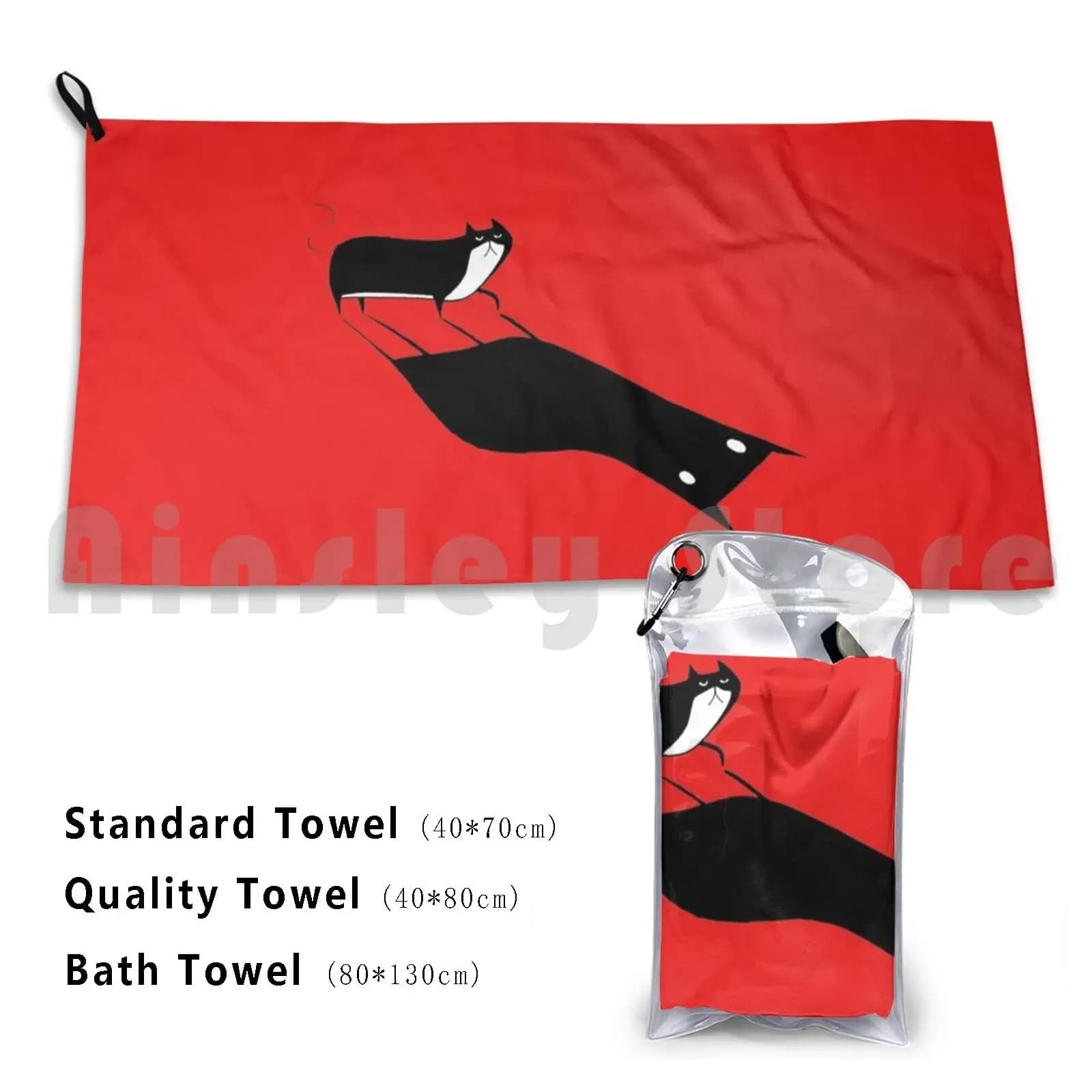Asciugamano personalizzato Ombra Asciugamano da bagno Gatto Felino Pet Smoking per gatti in bianco e nero Ombra per occhi Luce e scuro scuro