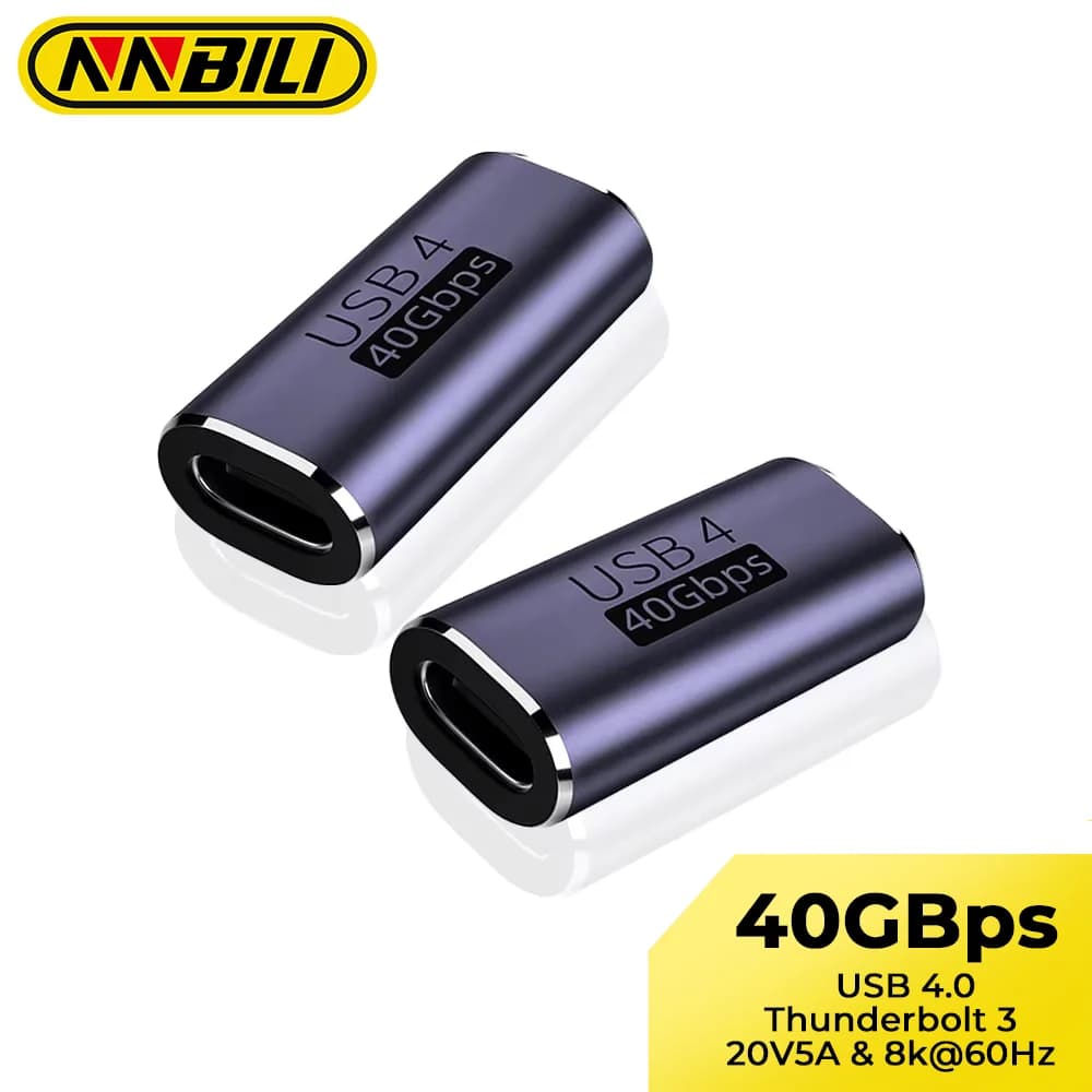 NNBILI USB4.0 Thunderbolt3 40Gbps Tipo C Femmina a USB C Adattatore accoppiatore femmina per caricabatterie rapido Trasferimento dati Cavo video 8K 4K