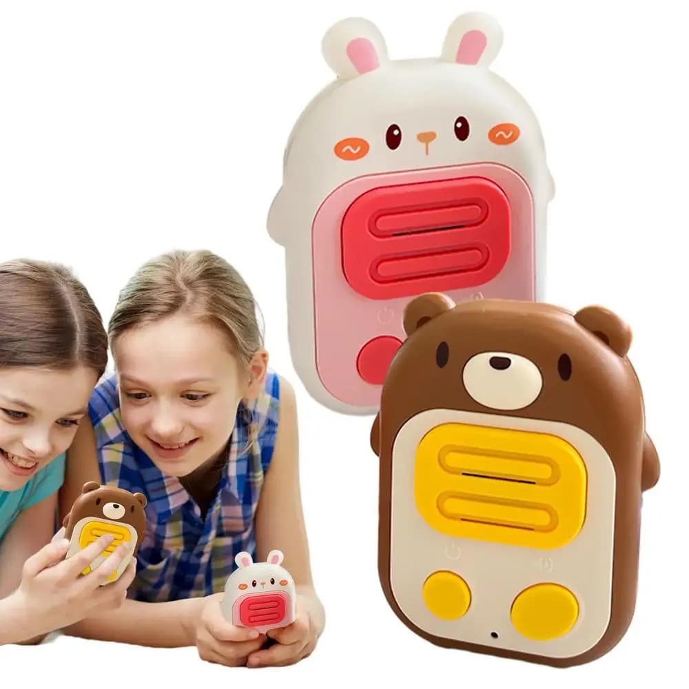 1 paio portatile per bambini palmare talkie walkie 500M simpatico cartone animato orso coniglio citofono citofono bambino giocattoli da esterno regalo per bambini
