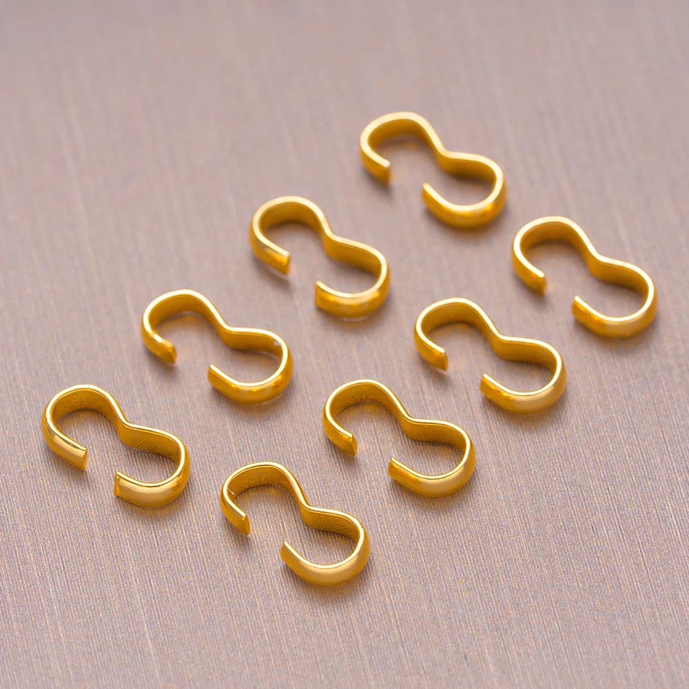 50 pz 18 K Ottone Placcato Oro Collegamenti Rapidi Connettori 8 Forma di Fascino Nodo Catena di Chiusura per il Braccialetto FAI DA TE Collana Creazione di Gioielli