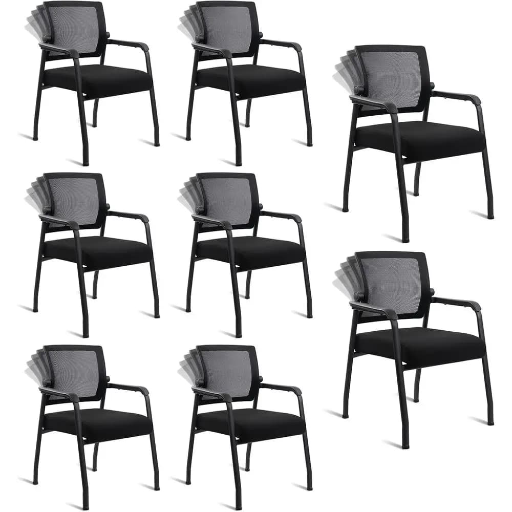 Desk Chair No Wheels with Adjustable Mesh Backrest, Arm Chair with Ergonomic Lumbar Support and Thickened Seats Cushion, Waiting
