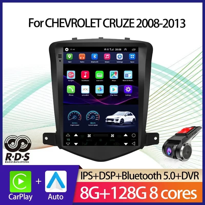 Android Auto di Navigazione GPS Stile Tesla Per CHEVROLET CRUZE 2008-2013 Auto Radio Stereo Lettore Multimediale Con BT WiFi Specchio