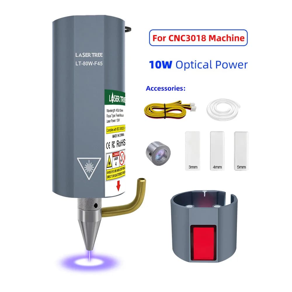 LASER TREE 80W Compressed Point 10W FAC Laser Module with Air Service Nozzle for Mini Cutting 3018 CNC Machine Router DIY Engraver
