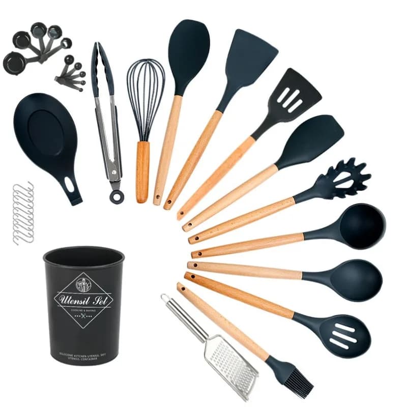 Set da 34 pezzi di pala in silicone resistente alle alte temperature pala per friggere la casa pentola pala set di utensili da cucina cucchiaio da zuppa