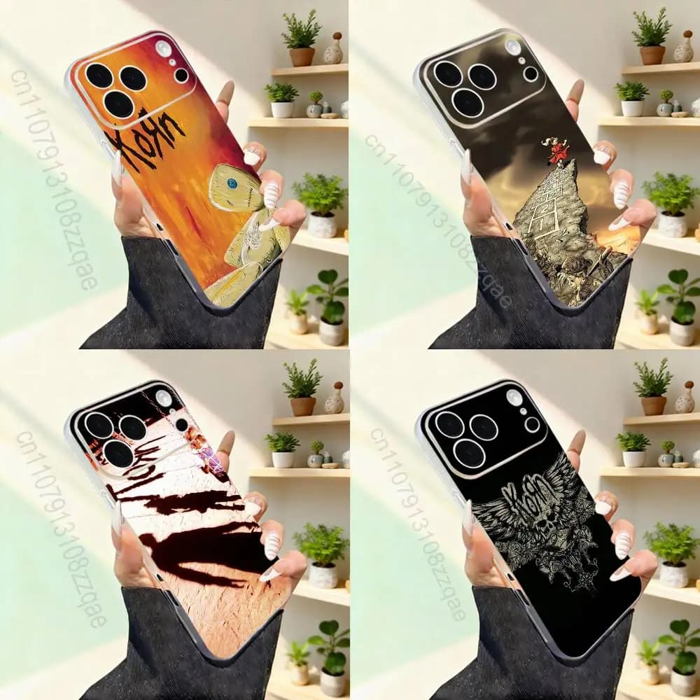 Cover per telefono Rock K-Korn Band Cool per iPhone 17, 16, 15, 14, 13, 12, 11, Pro, Max, Plus, Mini, SE4, compatibile con MagSafe Wireless