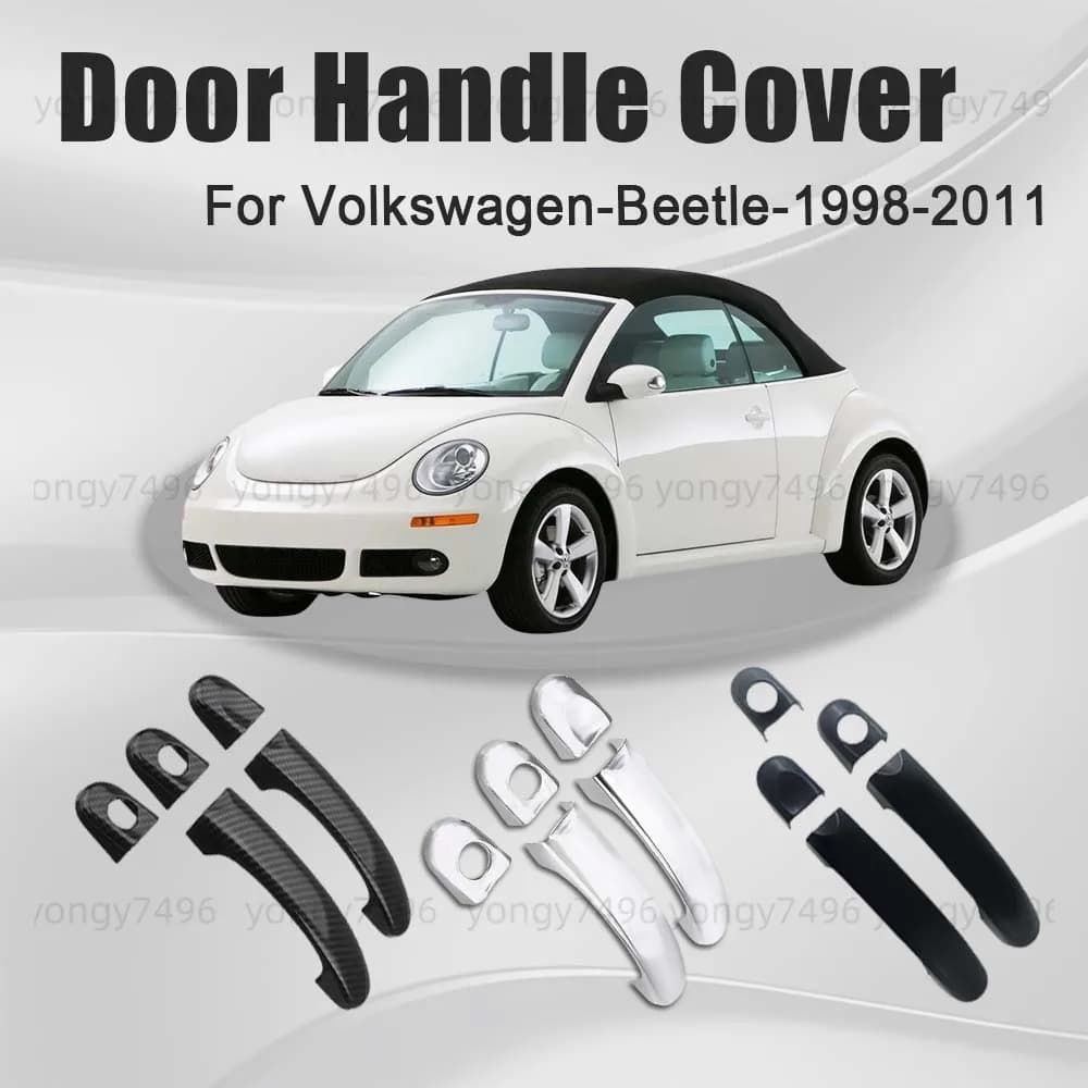 Auto Aggiornamento Nero Lucido Maniglia Della Porta In Fibra di Carbonio Copertura Trim Per Volkswagen Beetle 1998 - 2011 Chrome Decorazione Auto Accessori