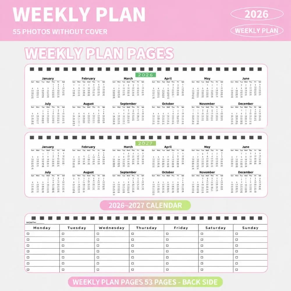 Durable Flip Top Coiled Weekly Planner Notebook Portable Handwriting Daily Habit Tracker Weekly Plan Journal Gift