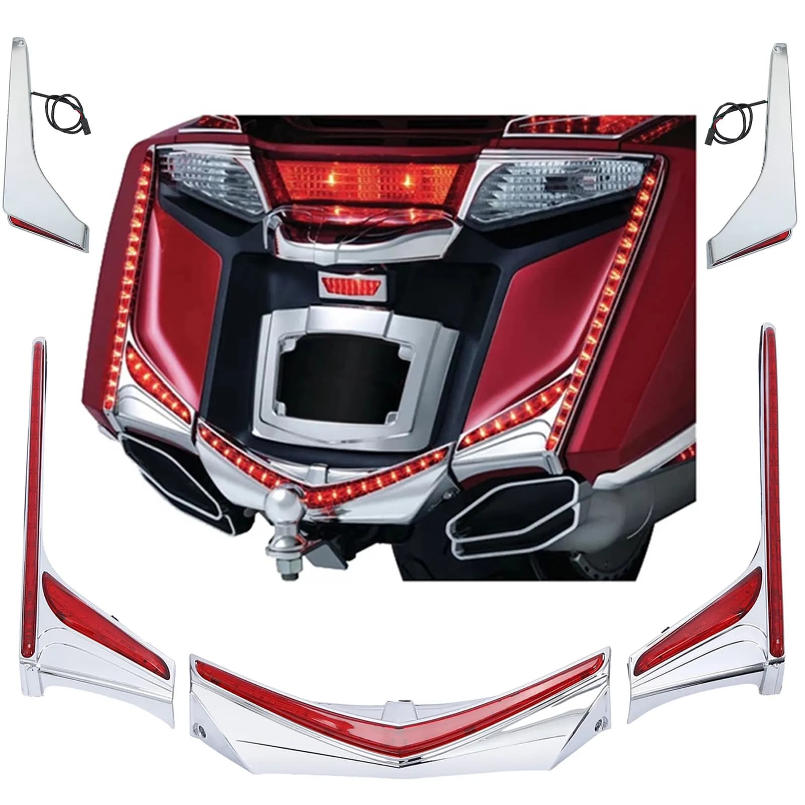 Motorcycle Rear Feeder Vertical Point Strips Under Tour Toothless LED Bike Light For Honda Gold Wing GL1800 GL 1800 2012-2017 F6B
