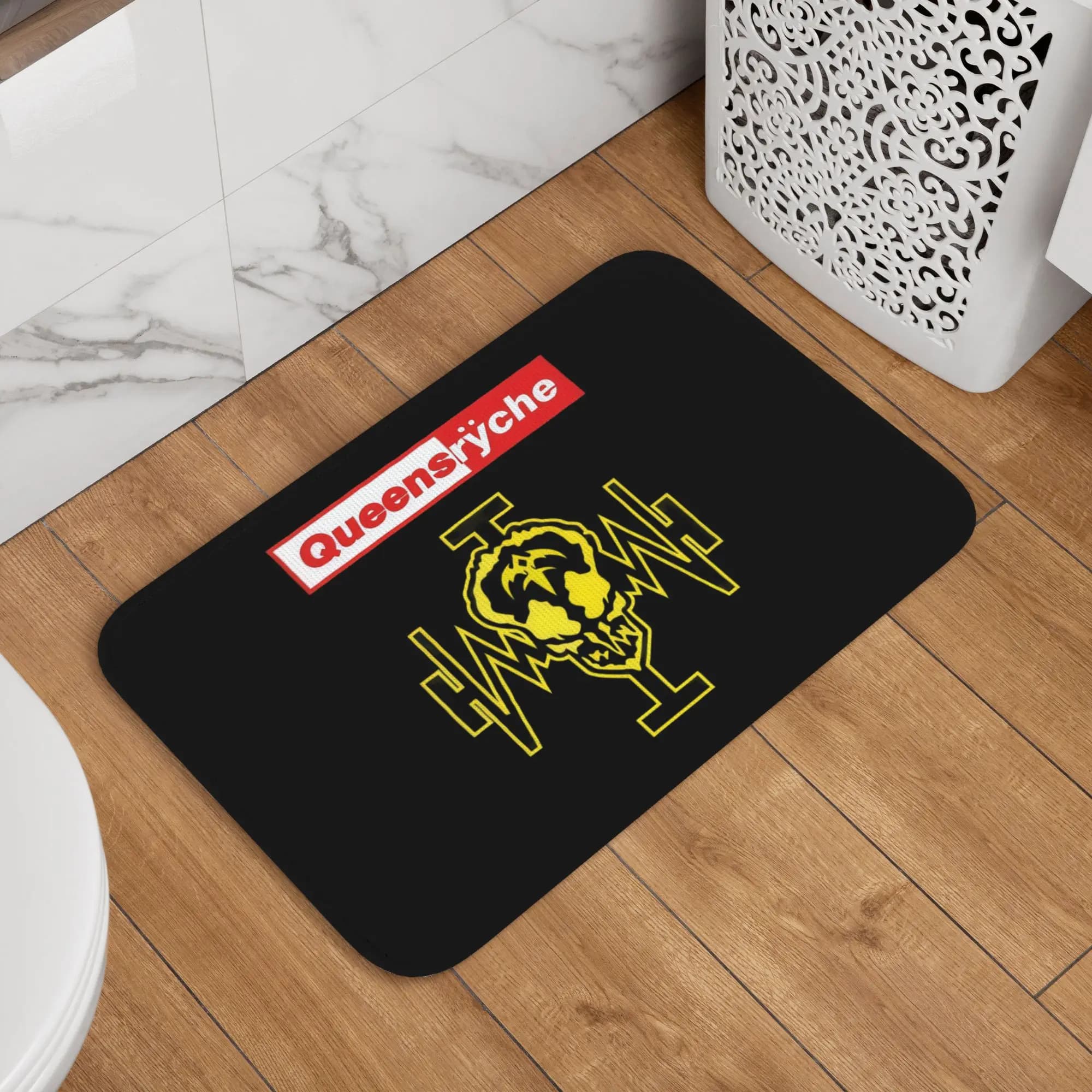 Tappetino Personalizzato QUEENSRYCHE per Porta d'Ingresso, Antiscivolo, Assorbente, per Interni, con Motivo della Band Metallica, Tappeto per Pavimento, Bagno, Ingresso
