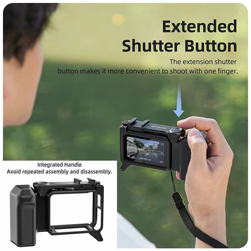 Sunnylife per DJI Osmo Action 5 Pro/4/3 Impugnatura per Fotografia Urbana con Attacco Rapido e Telaio Protettivo Accessori per Fotocamera