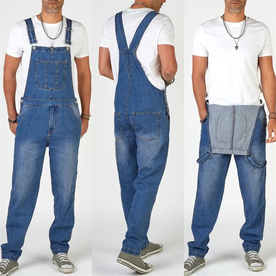 2026 Men's Denim Overalls Cargo Trousers for Men Fashion Bib Jeans Jumpsuit Oversized Pants Clothing Male Straight Streetwear