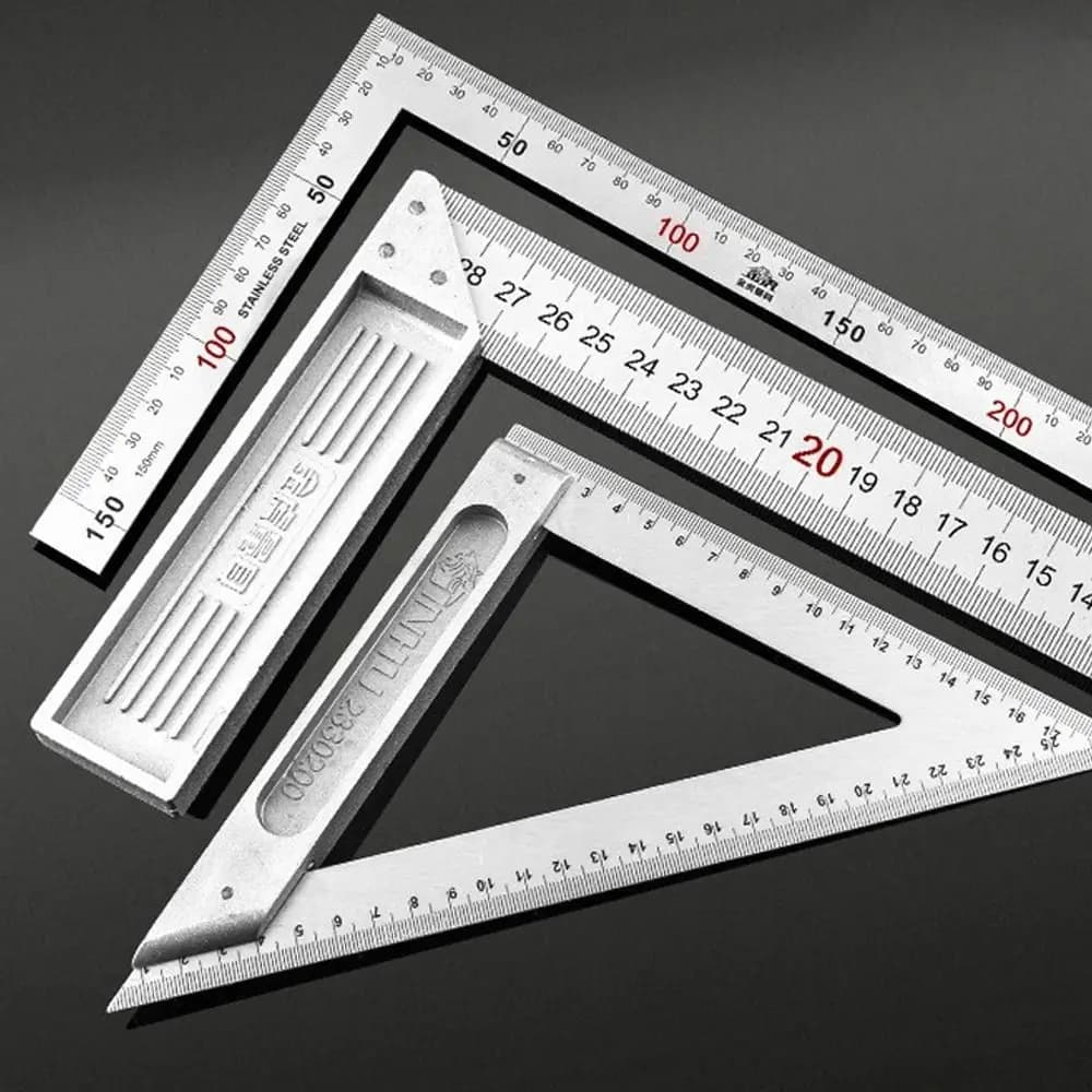 Righello quadrato angolare da 30/50CM righello ad angolo retto da 90 gradi righello triangolare in acciaio inossidabile strumento di misurazione del calibro per la lavorazione del legno