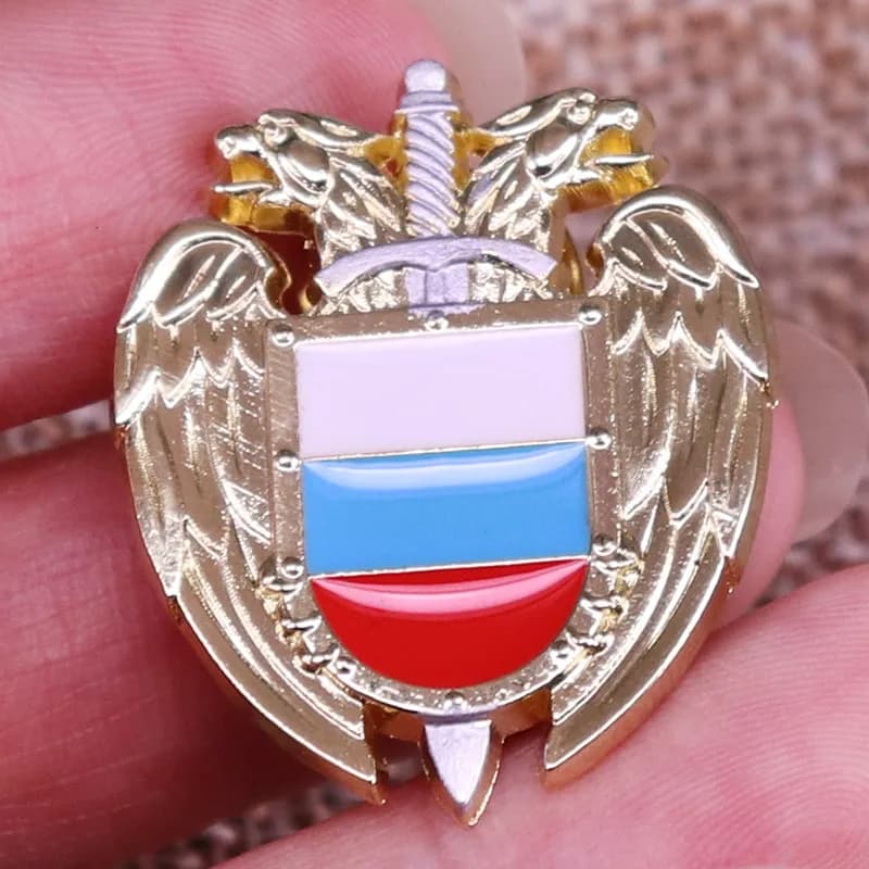 Servizio di protezione federale Spille smaltate Russia Bandiera russa Scudo Spilla Borsa per camicia Distintivo Gioielli