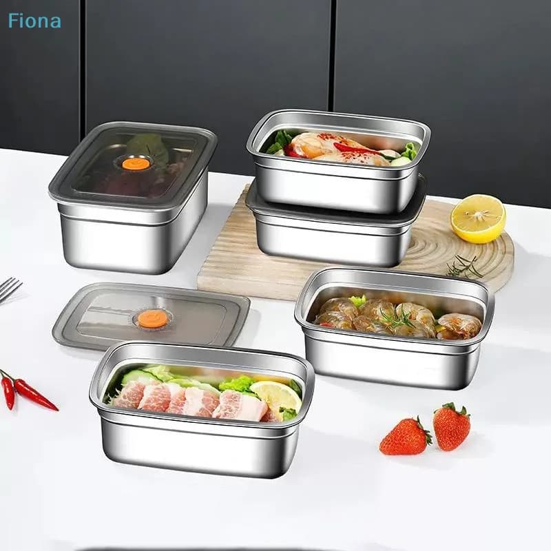 ✔ Contenitori per Alimenti in Acciaio Inossidabile con Coperchi, Scatole Ermetiche per Preparazione Pasti, Organizzatori Impilabili per Frigorifero