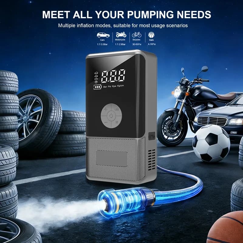 4-in-1 Car Jump Starter Air Pump 150PSI Tire Inflator 12V 240A Battery Booster Power Bank LED Emergency Light