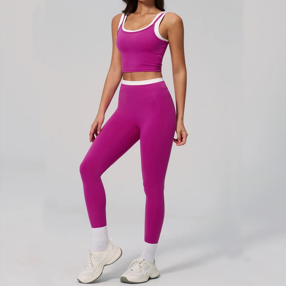 Set Yoga 2 Pezzi da Donna: Tuta Sportiva, Abbigliamento per Pilates e Fitness, Completo da Palestra, Set Allenamento con Reggiseno Sportivo Push-Up e Leggings