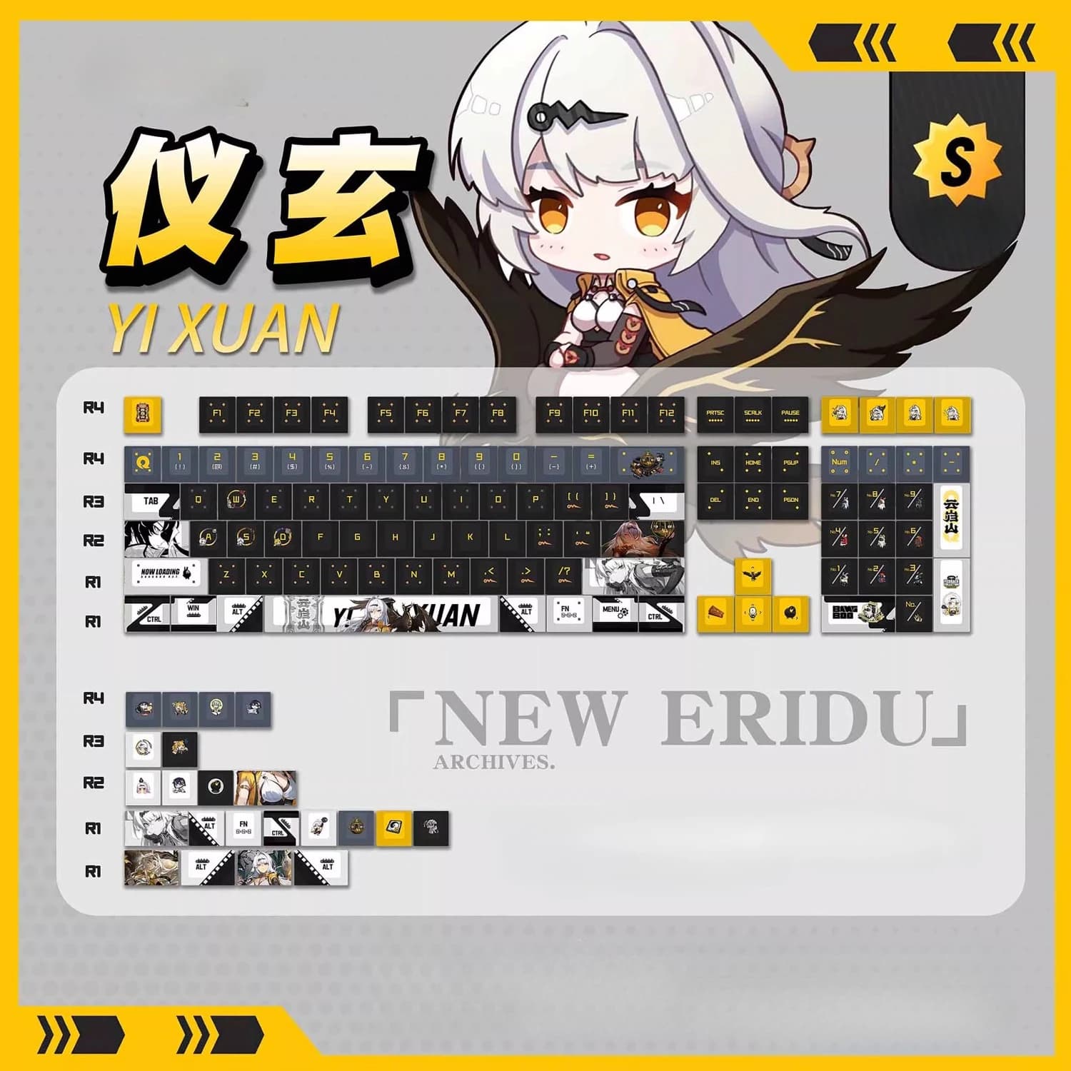 Yixuan Keycap Zenless Zone Zero Cartoon Anime Personaggio del gioco Keycaps PBT Cherry Profilo Tastiera da gioco meccanica personalizzata