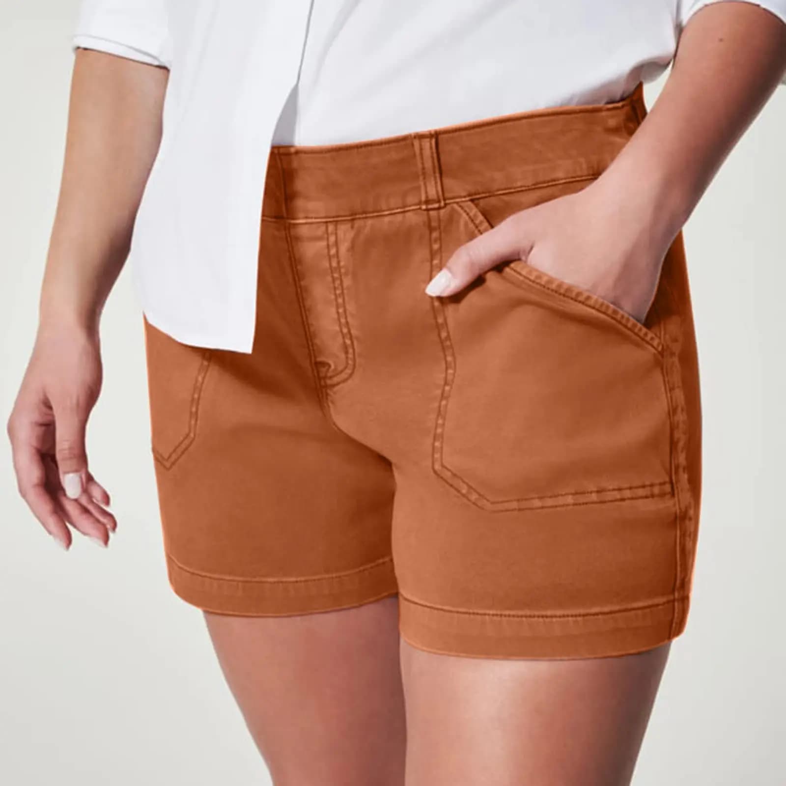 Retro Stretchy Slim Fit Denim Shorts for Women Mid-Wash Commute Style Loose Fit Natural Waist Jeans Fabric Summer 2023