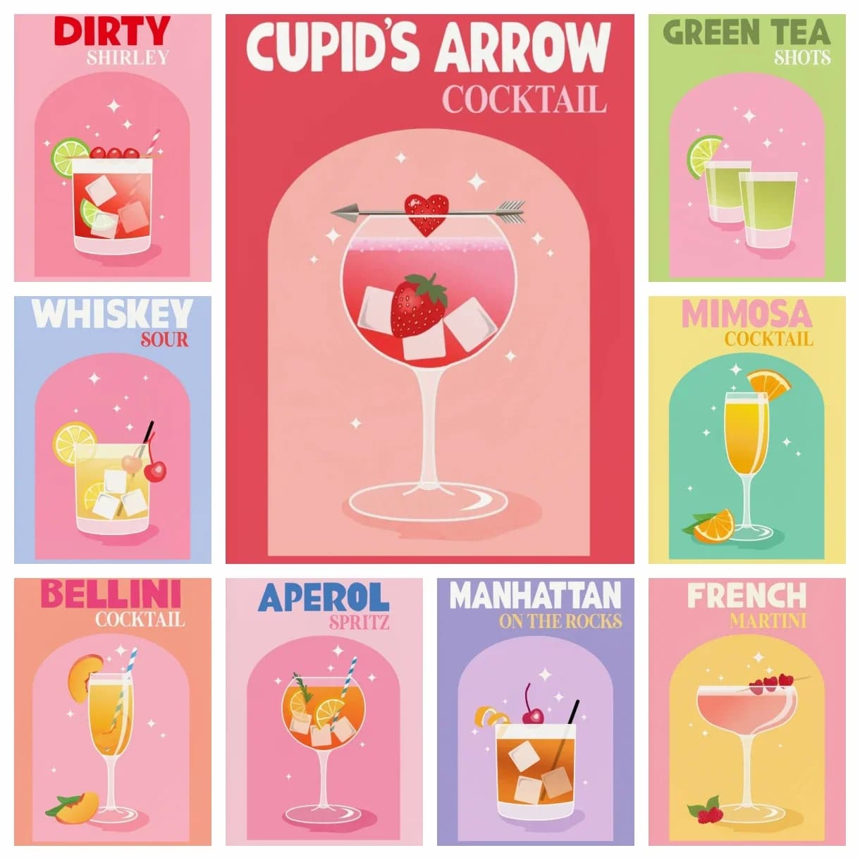 Diamond Art Painting Kits Cupid Arrow Manhattan Bloody Mary Cocktail Embroidery Mosaic Cross Stitch Home Decor Children's Gift