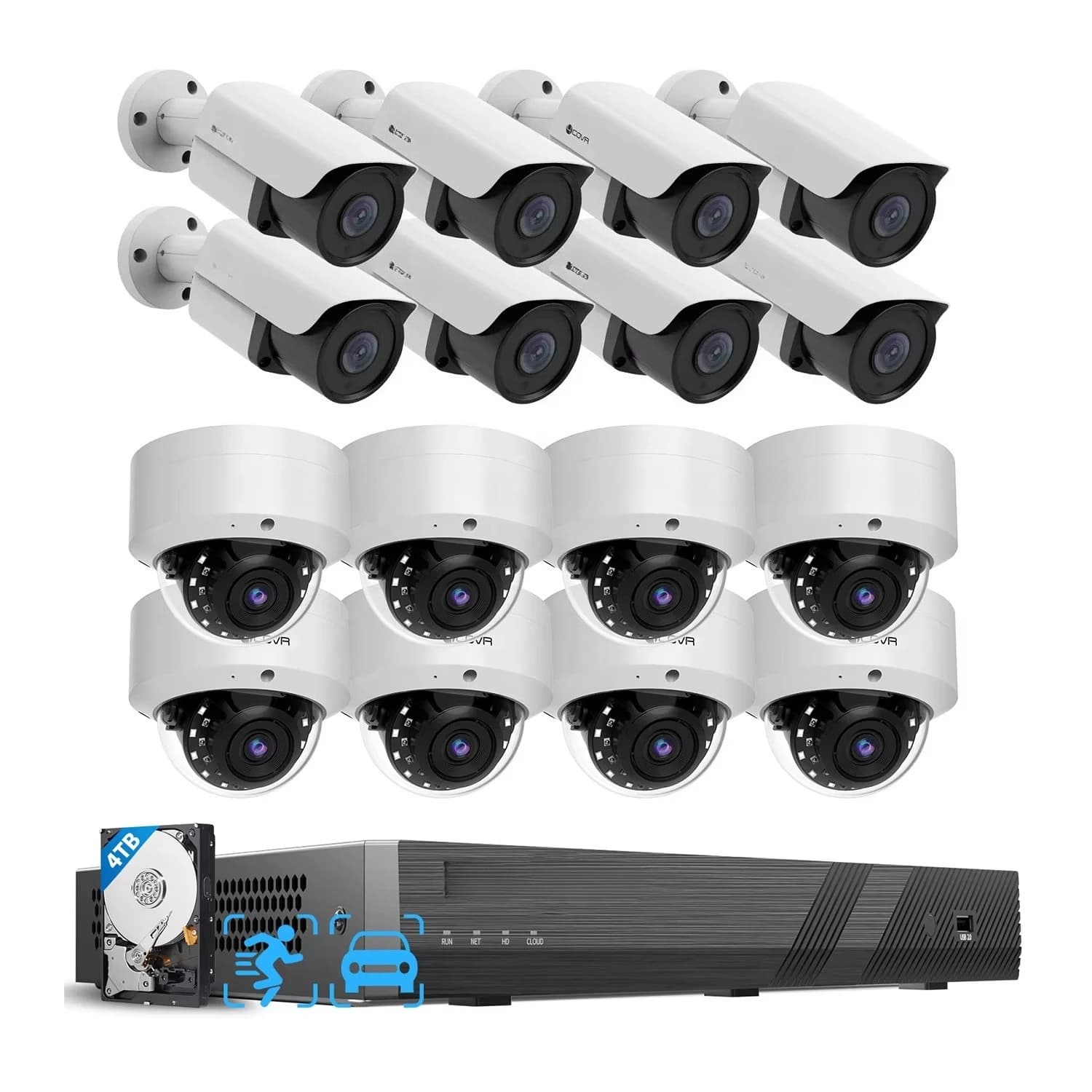 Outdoor 4K Ultra HD Security Camera 16 Channel PoE NVR DIY Camera System Smart Detection for Business Protection