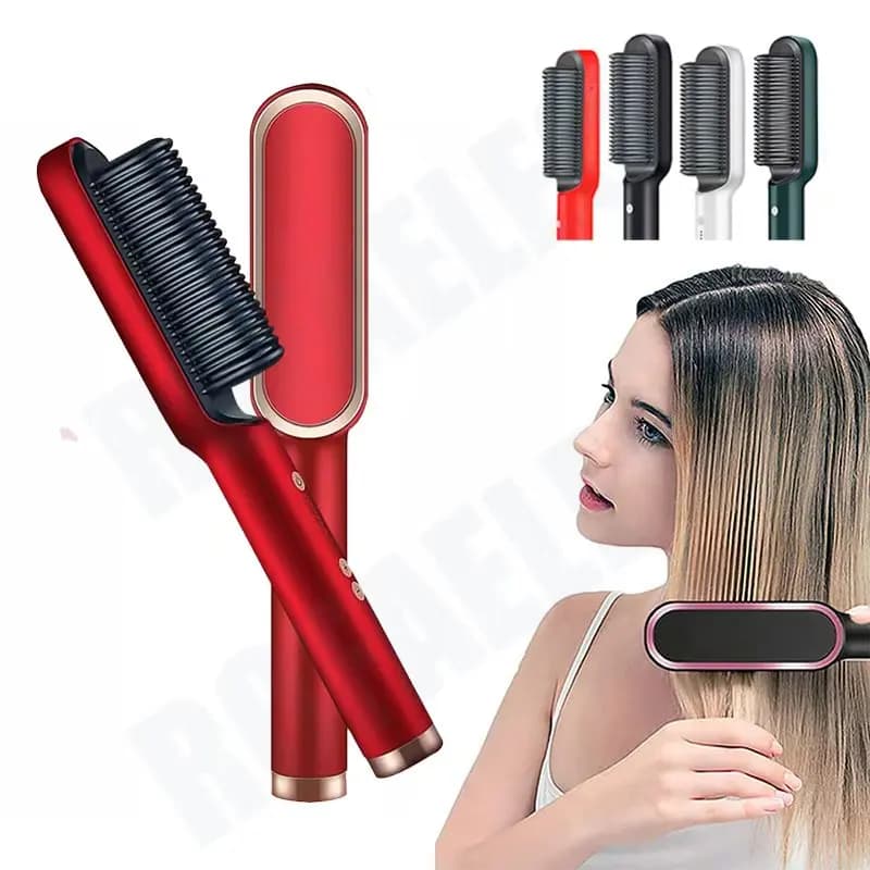 Electric brush 2-in-1 to smooth and curl your hair, Quick Heating Ceramic Portable comb