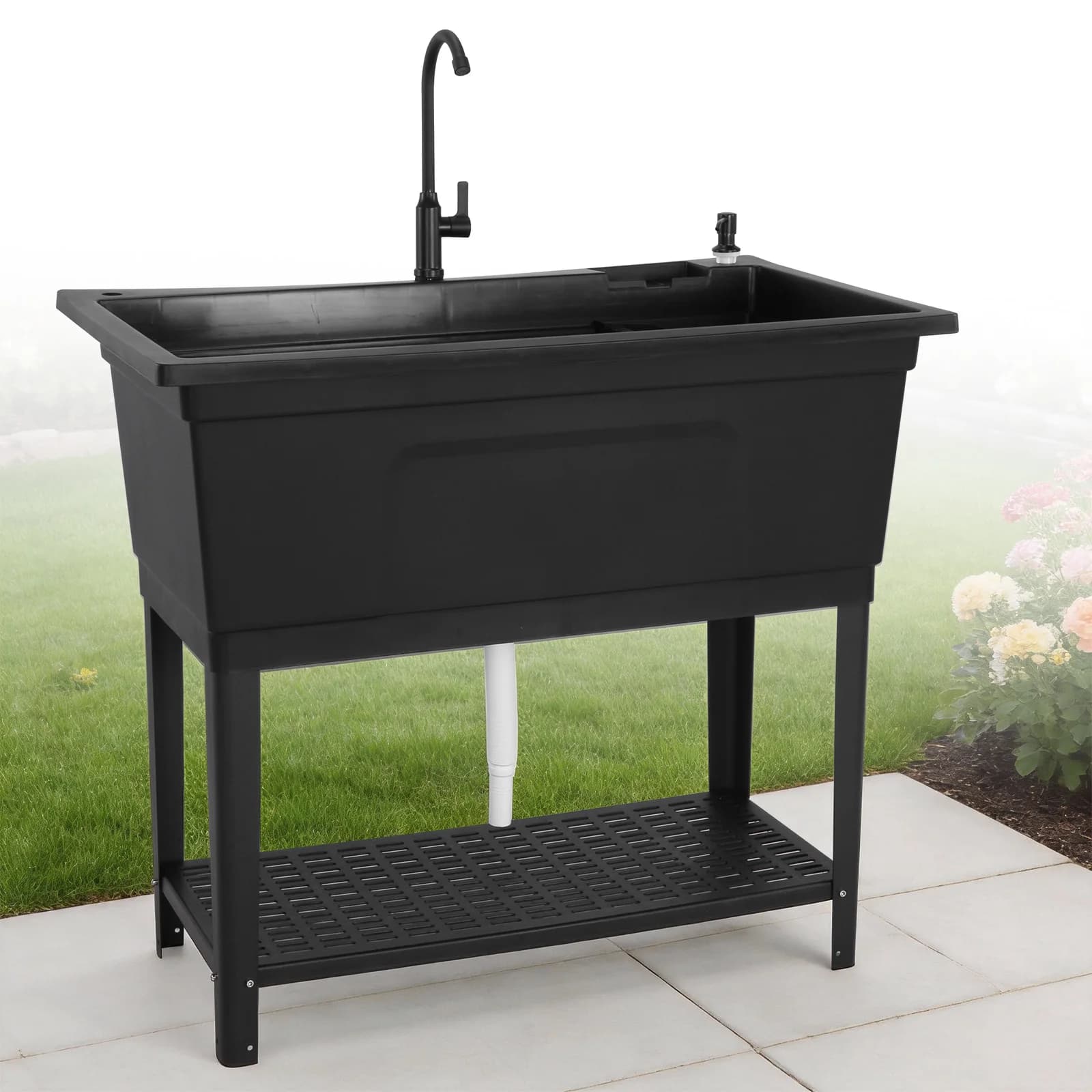 Washing Hand Basin with Stainless Steel Faucet Soap Dispenser Outdoor Hand Washing Station for Washing Room Backyard Garden