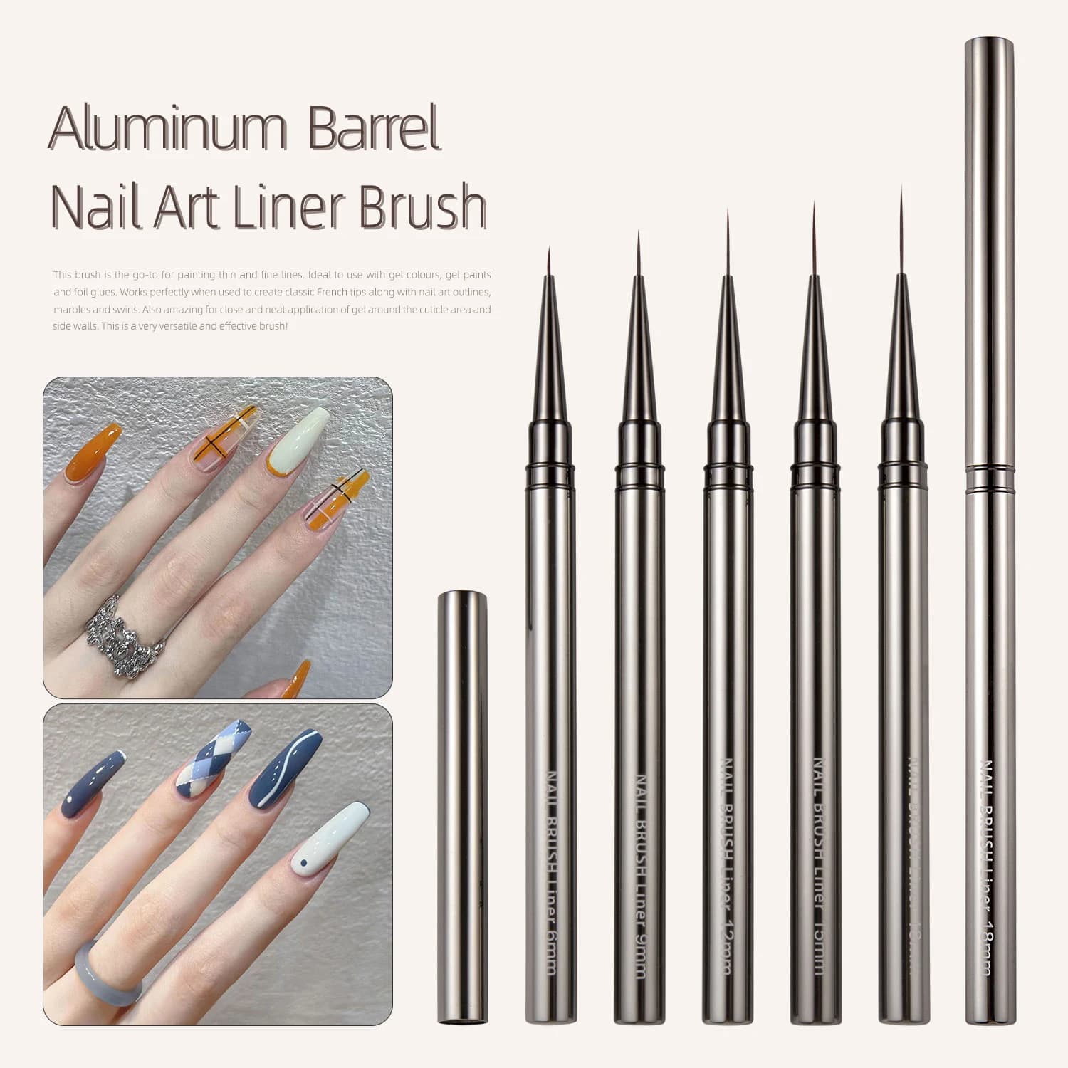 Set di 3/5 Pennelli per Nail Art, Pennelli per Pittura a Mano, Penna per Gel UV Acrilico, Accessori per Design Manicure Fai-da-Te