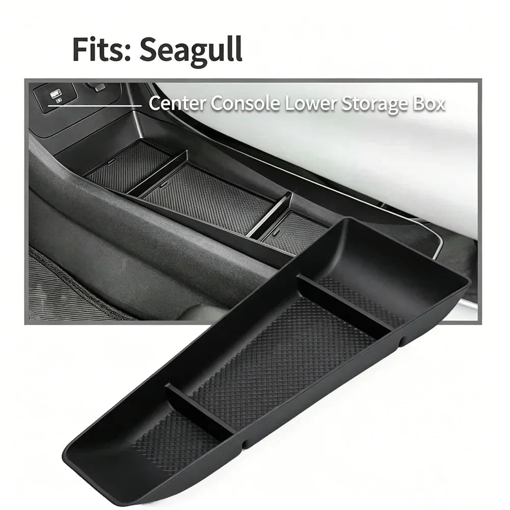For BYD Dolphin 2023-2025 Center Console Storage Box Car Central Lower Layer Tray TPE Organizer Interior Accessories Tidying
