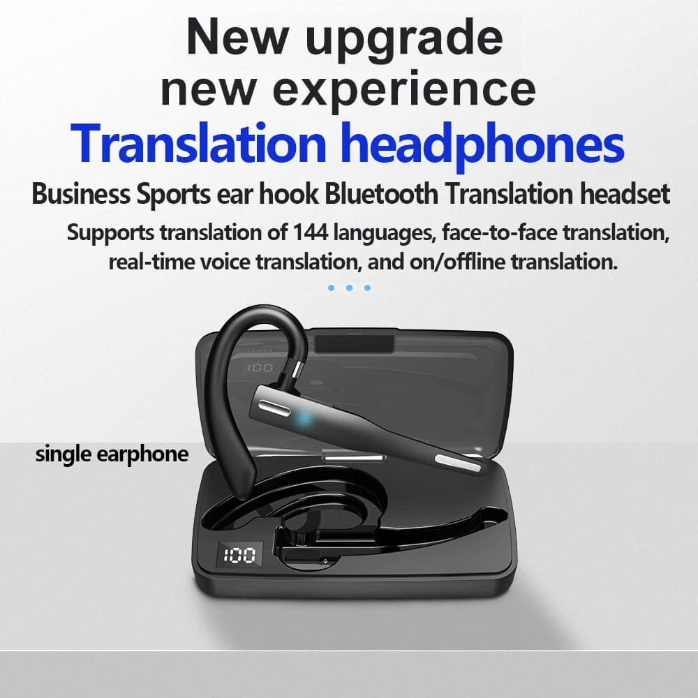 Auricolari con traduzione AI in 144 lingue, traduzione in tempo reale, cuffie Bluetooth con traduzione AI, auricolari per viaggi e riunioni.