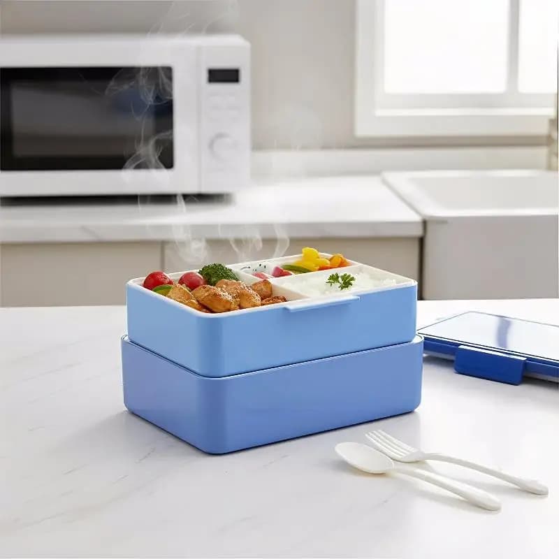 〔20E〕 | Contenitore per il pranzo con utensili, design sigillato adatto al microonde, contenitore per alimenti a doppio strato per studenti e lavoratori〔25〕