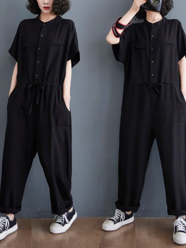 Tuta Estiva Sottile a Maniche Corte con Gamba Larga da Donna, Completo Casual con Pantaloni a Vita Alta e Cintura, Abbigliamento Comodo e Traspirante