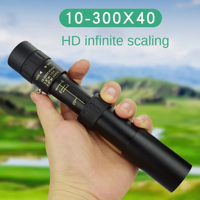 Binocolo portatile potente con zoom 10-300X HD Telescopio monoculare professionale a lungo raggio Visione notturna bassa per la caccia