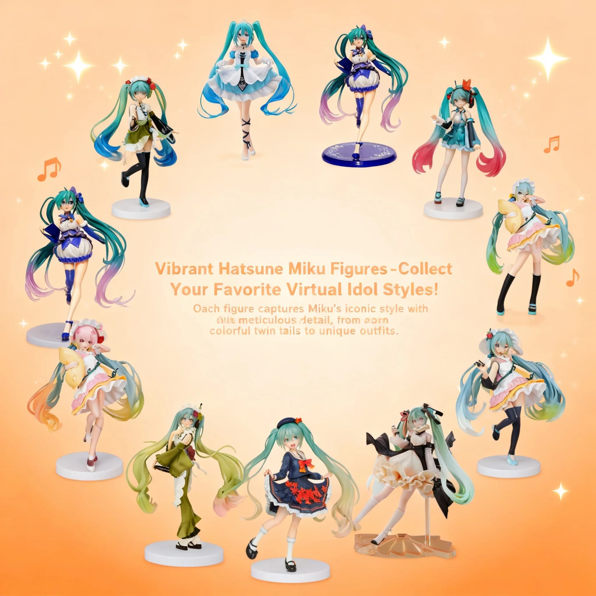 Statuetta da Collezione Hatsune Miku, Modello Anime per Decorazione Scrivania, Regalo per Ragazze e Fan, Bambola Cosplay in PVC