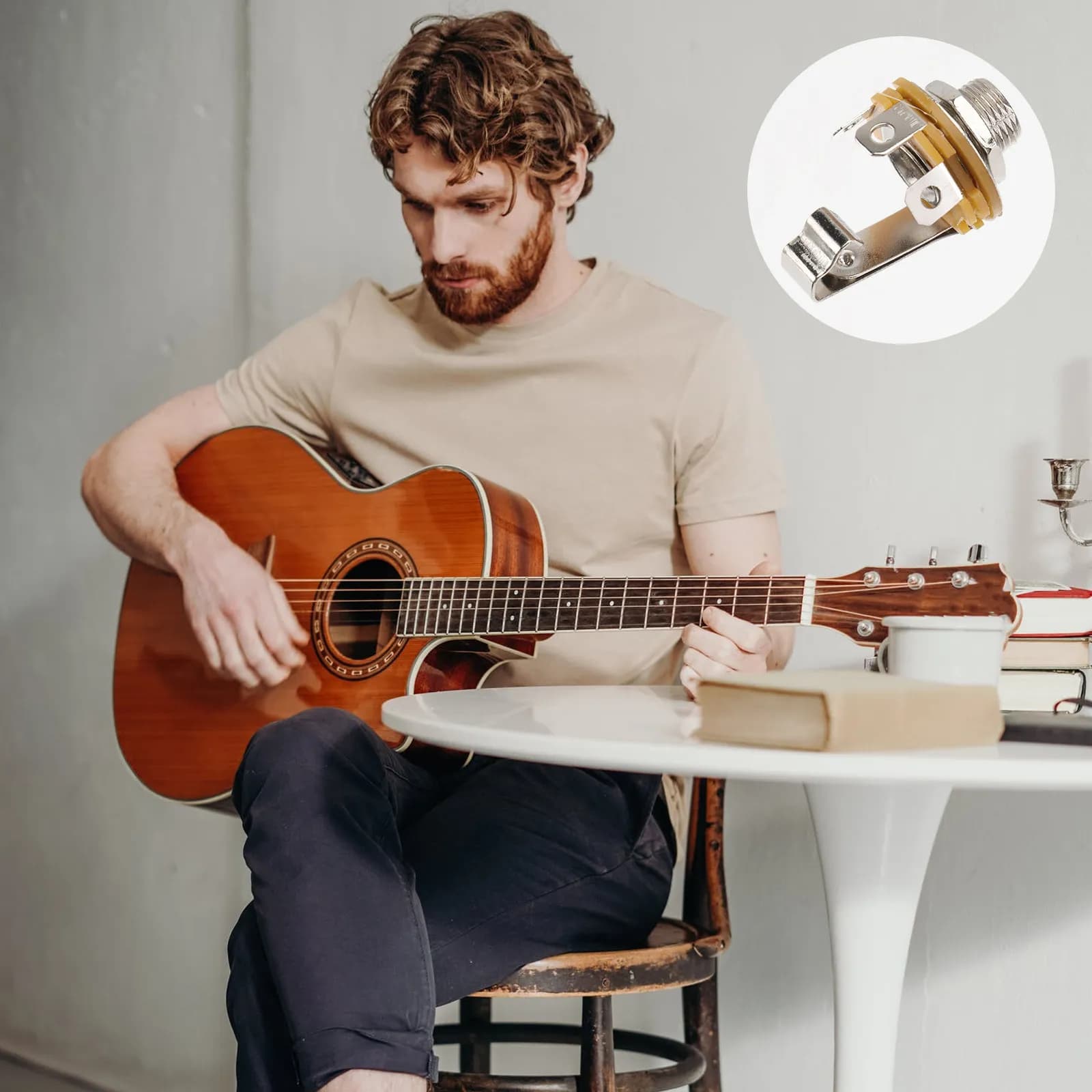 10 Pezzi Presa per Microfono da 6,35mm per Chitarra Elettrica, Acustica, Basso, Ukulele, Violino, Supporto per Montaggio Microfono