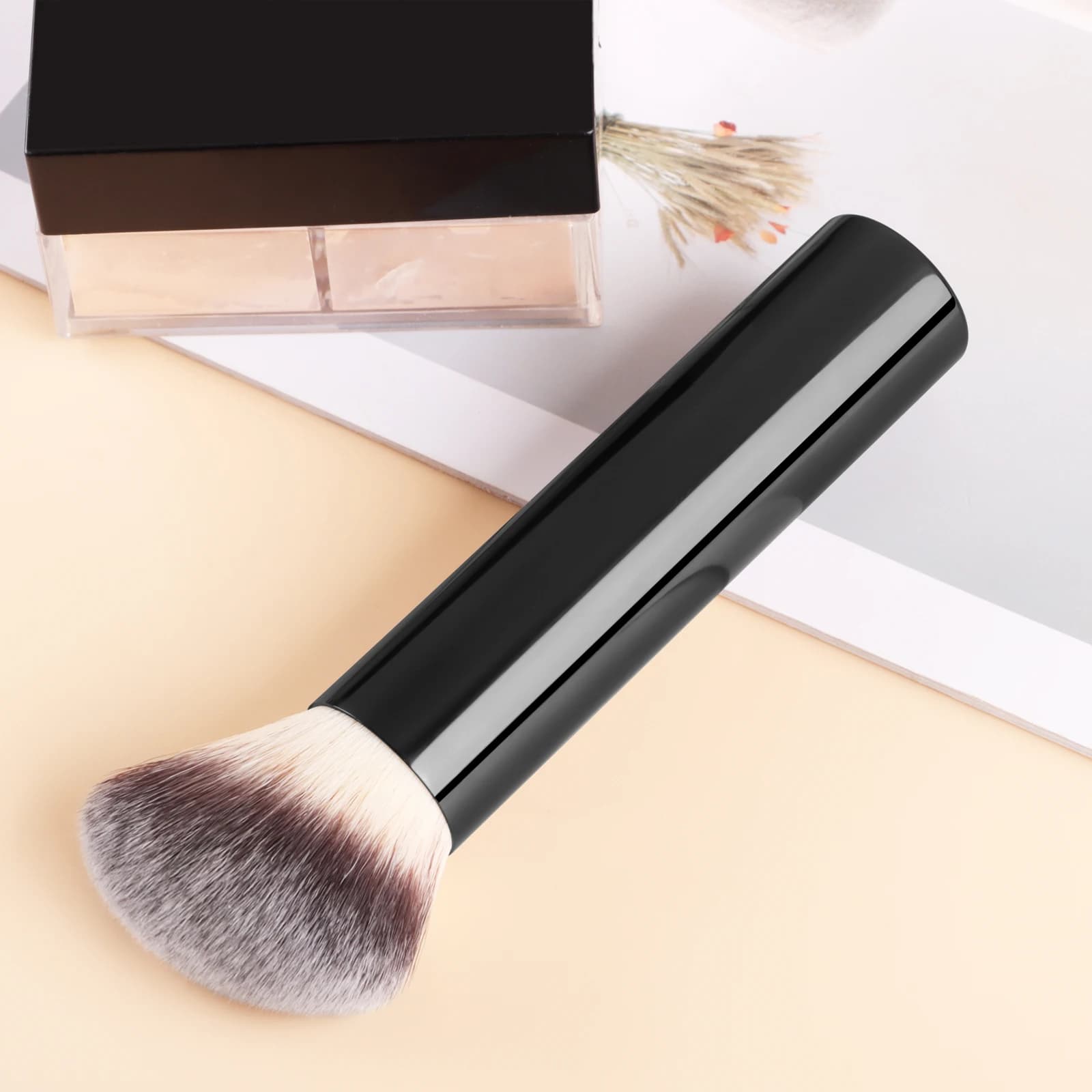 Large multifunctional brush for nose, wing, powder, aluminium handle, bevel brush, professional beauty makeup