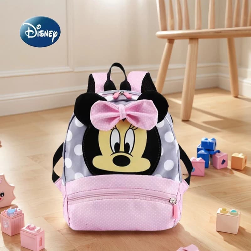 Nuovo zaino Disney 2026 Minnie per bambini, zaino per la scuola materna con cartoni animati, zaino rosa Kawaii come regalo per bambini